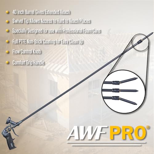 GREAT STUFF PRO Construction Adhesive for Wall & Floor 26.5oz, Polyurethane Foam Adhesive for Subfloors, Drywall & Foam Panels, One Component, Off White, Pack of 12 with Applicator (4ft Long Gun) - style: 4ft Long Gun