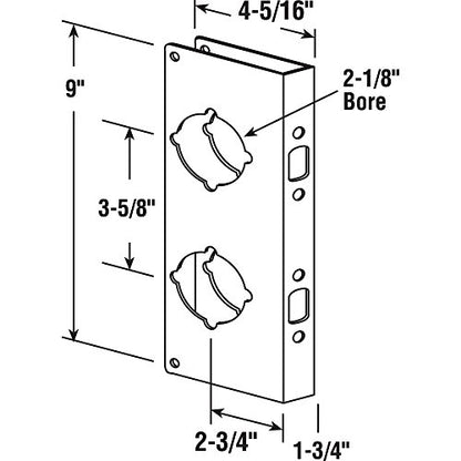 Prime-Line U 9595 Stainless Steel Lock and Door Reinforcement Plate for 1-3/4 In. Thick Doors, Stainless Steel Finish (Single Pack)