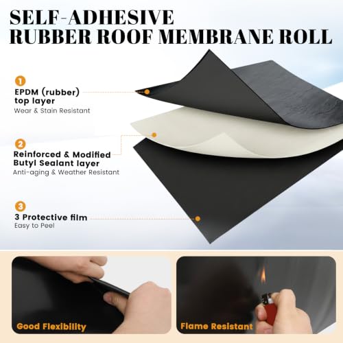 51 Mil EPDM Rubber Roofing Rolls - 39" x 32ft - size: 32ft