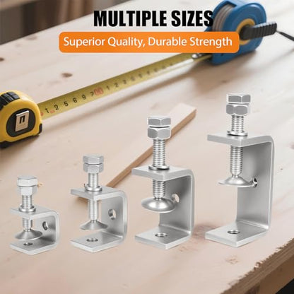 304 Stainless Steel C Clamps Mini 0.8 Inch for Mounting, Heavy Duty Metal U Clamps for Metal Working, Small Desk Clamp with Stable Wide Jaw Opening & Protective Pads/I-Beam Design(6Pcs) - size: 0.8 Inch-6pcs（21mm）