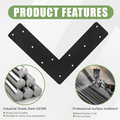 4Pcs 11.8"x3" L Shape Flat Brackets|Thickness 0.12" Mending Plates| - size: 4"x 4"