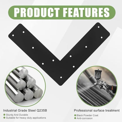 4Pcs 11.8"x3" L Shape Flat Brackets|Thickness 0.12" Mending Plates| - size: 4"x 4"