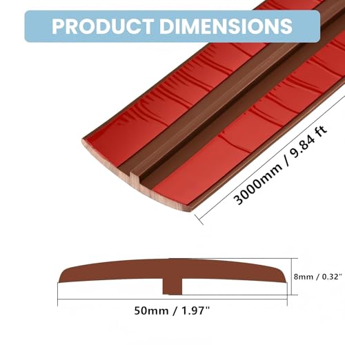 PVC T-Molding Floor Transition Strips 9.84 ft L x 1.97" W (Espresso) - color: Espresso, size: 9.84 ft x 1.97 in