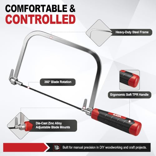 KATA 6.5" Coping Saw, Precision Woodworking & Craft Hand Saw with 6 Blades