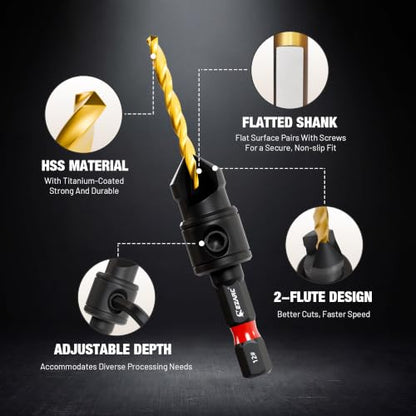 EZARC 25PCS Countersink Drill Bit Set with Self Centering Drill Bits