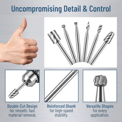 OIIKI 6 PCS Woodworking Twist Drill Bits, Wood Carving File Rasp Drill Bit - color: Silver, 6pcs