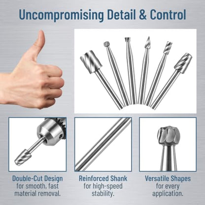 OIIKI 6 PCS Woodworking Twist Drill Bits, Wood Carving File Rasp Drill Bit - color: Silver, 6pcs