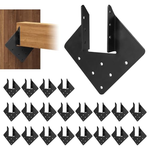 Hurricane Ties for Rafter, 12-Gauge Hurricane Tie for 2x4 Post(Inner 1.5x3.5), Heavy Duty Joist Hangers for Roofing Trusses Wood Timber Steel Connectors, Black with Screws 20 Pcs