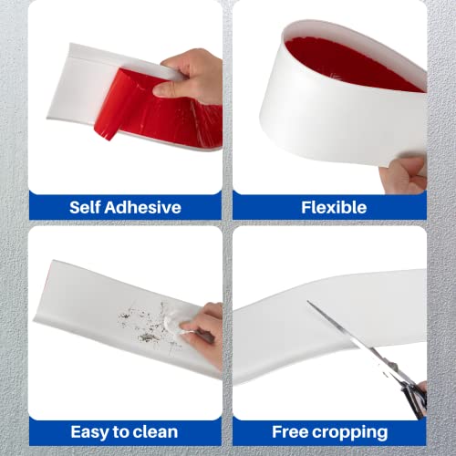 COUKIU Peel and Stick Rubber Baseboard Trim, 4 Inch x 60 Feet, White, S100 - color: White, size: 4in x 60ft