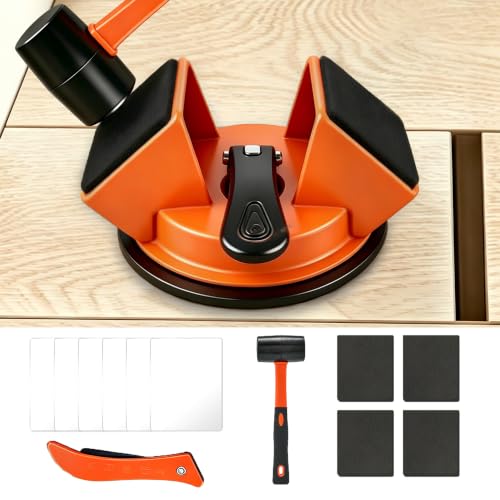 Floor Gap Fixer Tool Dual 45°Striking Surface &Heavy Duty Suction Cup - Plank Grabber for Laminate, Vinyl, LVP & Wood Floors