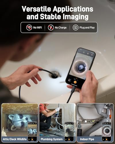Anykit Endoscope Camera with Light, 1920P HD Borescope - size: 16.5FT
