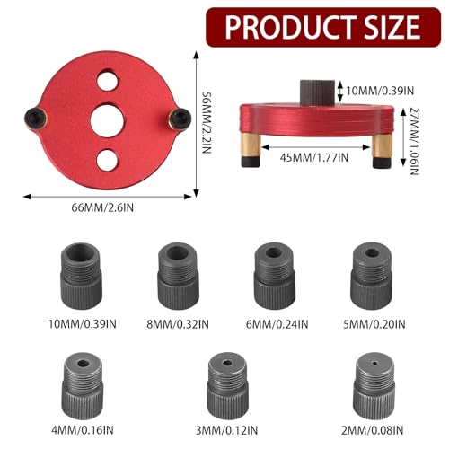 Self Centering Dowel Jig, Drill Guide Locator with 2/3/4/5/6/8/10mm Drill Bushings, Portable Drill Guide for Straight Holes, Woodworking Dowel Maker Tool for DIY & Professionals