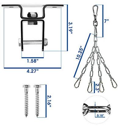 Yes4All Punching Bag Hanger, Stainless Steel Swivel Chain with 4 Snap Hooks for Heavy Bag, Gym Swing, Trapeze, and Hammock - color: Wood Beam Hanger with chain