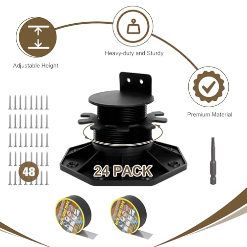 24 Pack Adjustable Deck Support Pedestal Kit 1-3/16" to 2-3/8" - size: (Kit) 1-3/16" to 2-3/8"