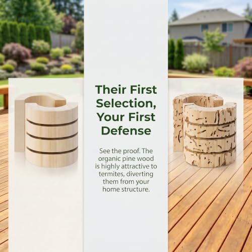 6 Pcs Termite Bait Station Monitoring Wood Replacement Insert Termite Stakes Bait Stations Wood Bases for Garden, Farms Monitoring System Detects Activity No Termiticide Included