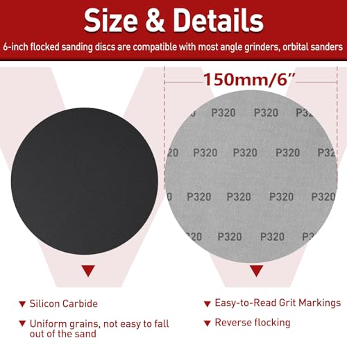50PCS 6 Inch Wet Dry Sanding Discs,1000 Grit Hook & Loop Sandpaper - style: 1000 Grit