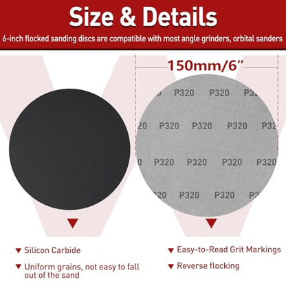 50PCS 6 Inch Wet Dry Sanding Discs,1000 Grit Hook & Loop Sandpaper - style: 1000 Grit
