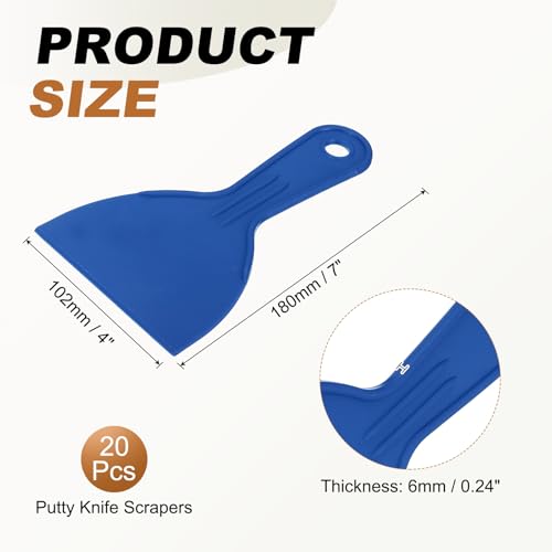 HARFINGTON 20pcs Putty Knife Scraper 4" Width Flexible Plastic Putty Knife Paint Scraper Tool for Taping Drywall Spreading Painting Wall Scratching Blue - color: Blue, size: 4"