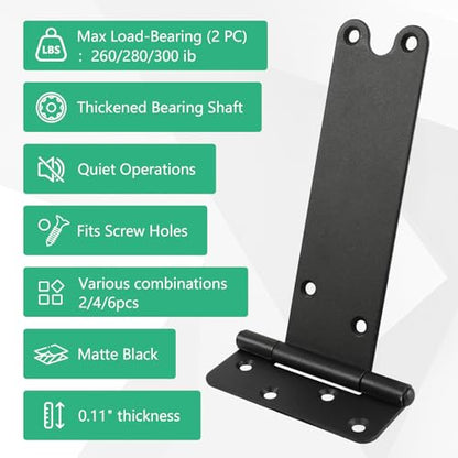 6“ Gate Hinges,280 Lbs Capacity, Matte Black,2 Pack Heavy Duty Hinge - size: 6“-2 pcs-U-Matte Black