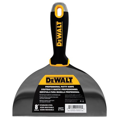 DEWALT 8" Putty Knife | Stainless Steel w/Soft Grip Handle | DXTT-2-144 - size: 8-Inch