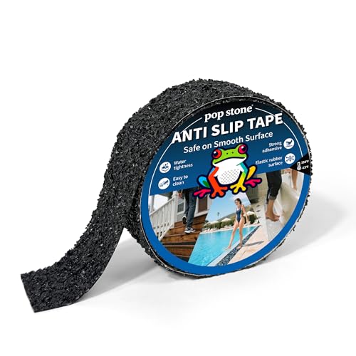 Waterproof Anti-Slip Traction Tape | 2" X 16.5ft | Heavy-Duty EPDM Rubber Granule Surface, Strong Grip & Resilient Foot Contact | Indoor & Outdoor for Pool, Bath, Ramps, Stairs and Steps - color: Patio Black, size: 2" X 16.5ft