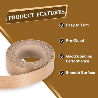 uxcell 1 Inch x 15ft Wood Veneer Edge Banding, Pre-Glued Flexible Cherry Wood Edging Strips, Iron on with Hot Melt Adhesive Wood Tape for Cabinet Repair and Furniture Restoration - size: 1 Inch x 15ft