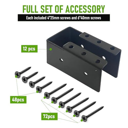 12 Pcs Concealed Joist Hangers, 2x4 Outdoor Beam Brackets with Screws