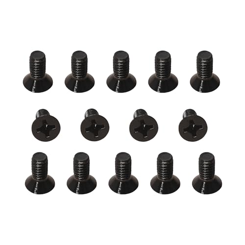 100 Pack 12-24 x 1/2" Black Flat Head Machine Screws, Full Thread - color: Black