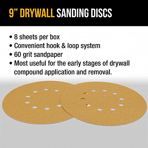 Dura-Gold Premium 9" Drywall Sanding Discs - 60 Grit (Box of 8) - 10 Hole - size: 60-Grit