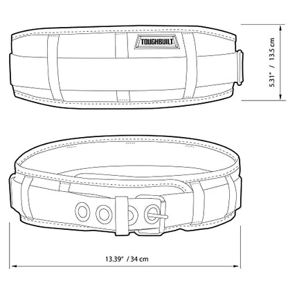 ToughBuilt - Padded Work Belt, Adjustable Fit 32–48", Quick-Release, TB-43A - size: Non-Cliptech