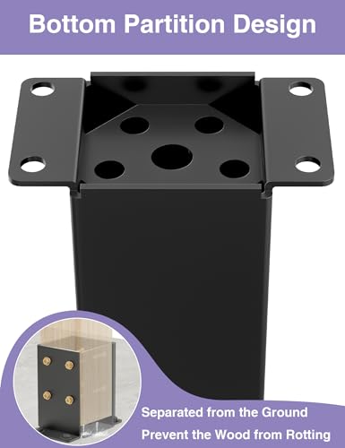 4 PCS Metal 4x4 Post Base, Inner Size 3.5"x3.5" Post Bracket - size: 4 x 4 post base (4 PCS)