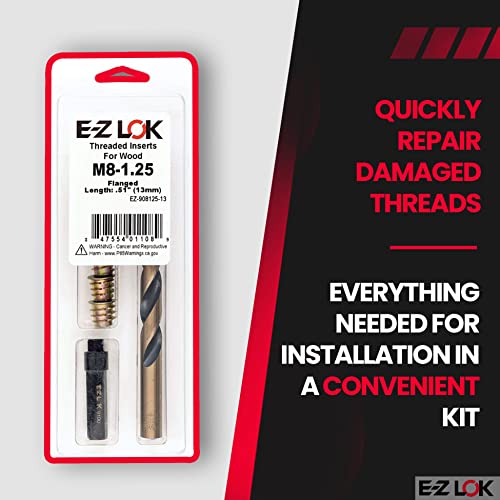 E-Z LOK -908125 Hex Threaded Insert Installation Kit for Soft Wood - Flanged - M8-1.25 x 13mm - size: M8-1.25 x 13mm, style: Flanged