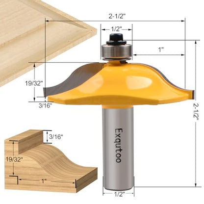 3PCS 1/2" Shank Router Bit Set, Raised Panel Cabinet Door Making Bit. - style: 3Pcs 1/2" Shank (Tenon Joint Cutter Diameter: 1-3/4")