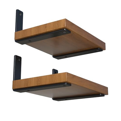 NEODROP 4-Pack 6 Inch Heavy Duty Shelf Brackets, Premium Floating L Bracket for Wall, Kitchen, Mantel Shelves Support | Quarter Inch (1/4") Thick | Black Powder Coated Steel - size: 6 Inch, style: 4 Pack
