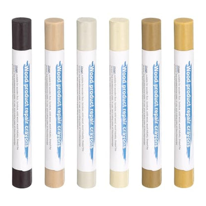 HARFINGTON Wood Filler Sticks 6 Colors Wooden Wax Touch Up Furniture Repair Crayons for Medium Brown, White Maple, Maple, Beige, Light Gray, Dark Oak - color: Brown Series