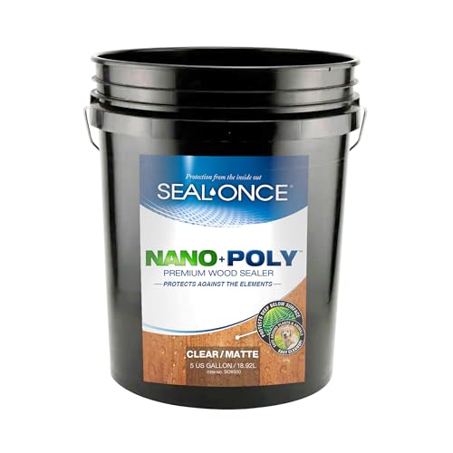 Seal-Once Nano+Poly Wood Sealer and Waterproofer, Clear, 5 Gallon - color: Clear, size: 5 Gallon