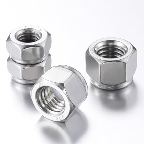 Wensilon(50pcs) 1/2-13 Self Clinching Nuts 304 Stainless Steel Self-Lock Nylon Inserted Hex Lock Nuts - size: 1/2-13