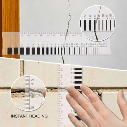 Crack Width Gauge， Concrete Crack Gauge Width Ruler Width Crack Gauge (CW-01 1PC)