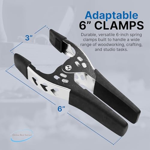 6" Heavy-Duty Spring Clamps, 3" Jaw Opening, 4-Pack - size: 4 Pack