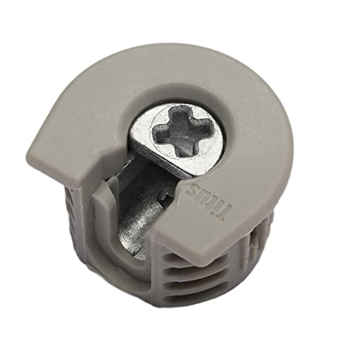Titus 100 Pack System 6 Cam Connector for 19mm Panel, Drop-In, Cam Lock Nut Furniture Fastener, Non-Outrigger, Gray Finish - size: 100 Pack, style: Gray Finish