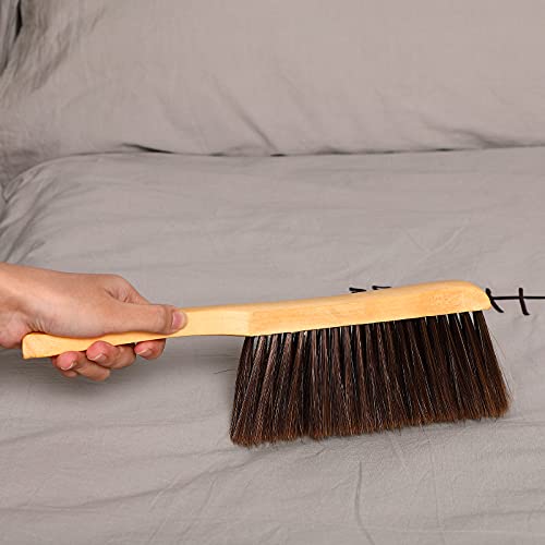 Patelai 2 Pieces Wooden Bench Brushes, Soft Bristles, Long Wood Handle, Brown - color: Brown