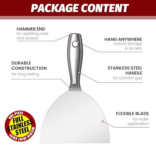 Putty Knife, 6in All-Stainless Steel Scraper Tool