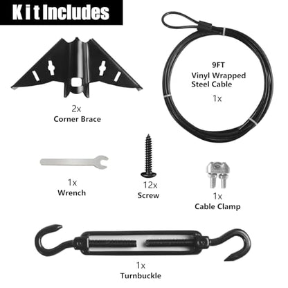 Heavy Duty Anti Sag Gate Kit for Wooden Fence,Door Support Cable Kit.Unique Designed Bat-Shaped Door Hardware,Wood Door Repair Kit for Outdoor, Gate Frame Kit