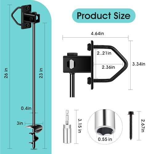 Ground Anchors Screw in, Multi-Purpose Trampoline Stakes Heavy Duty - color: Black-26"-2pcs
