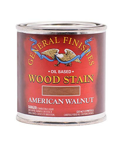 General Finishes Oil Based Penetrating Wood Stain, 1/2 Pint, American Walnut - color: American Walnut, size: 1 Half-Pint