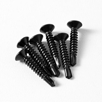#6 x 1 (100 Pack) Flat Head Sheet Metal Screws Phillips Drive Fast Self-Tapping Screw Wood Screws, High-Strength 410 Stainless Steel, Black Oxide - size: #6 x 1''