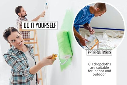 CH Canvas Drop Cloth for Painting (Size 4' x 15' Feet - Pack of 4) Painters Drop Cloth for Painting, Furniture & Floor Protection, All Purpose Thick Canvas tarp with Double Stitched Edges - size: 4' x 15' Feet
