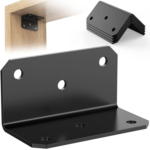 2 x 4 Inch L Brackets for Wood, Heavy Duty Galvanized Corner Braces, 4 PCS - size: 2x2x4 Inch