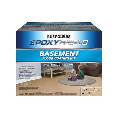 Rust-Oleum EpoxyShield Satin Tan Basement Floor Coating Kit - color: Tan