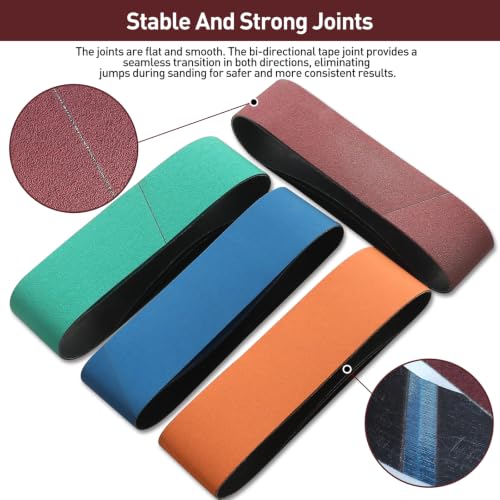 4" x 36" Sanding Belts for Belt Sander, Assorted Grits 12 Pcs (3 Each of 80 120 150 240), Aluminum Oxide Sanding Belts for Woodworking Metal Polishing Knife Sharpening - size: 4" x 36"